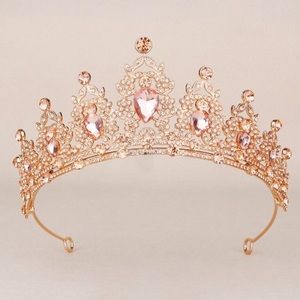 ✨💕 Rose Gold Rhinestone Sparkle Crown Tiara Headpiece
